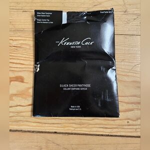 Kenneth Cole Black Silken Sheer Control Top Pantyhose M/L